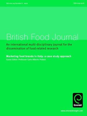 cover image of British Food Journal, Volume 104, Issue 6